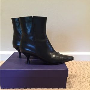 Stuart Weitzman Pluto Black Leather Boots Sz 8.5